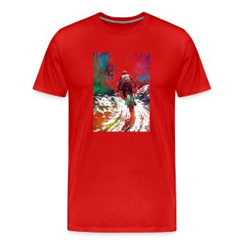Mountain biker sport art - Men's Premium Organic T-Shirt - red - Front - Damien (186cm)