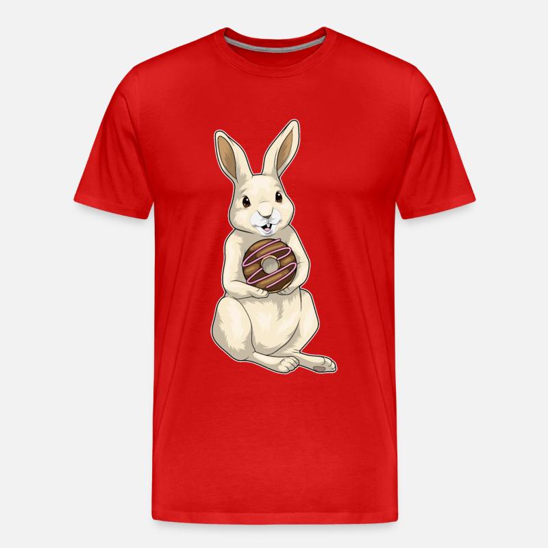 Hase Donut - Männer Premium Bio T-Shirt - Rot