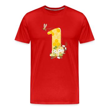 1st Birthday Bee - Men's Premium Organic T-Shirt - red - Front - Damien (186cm)