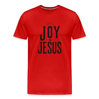 La joie en Jésus - T-shirt bio Premium Homme - rouge - Devant - Damien (186cm)