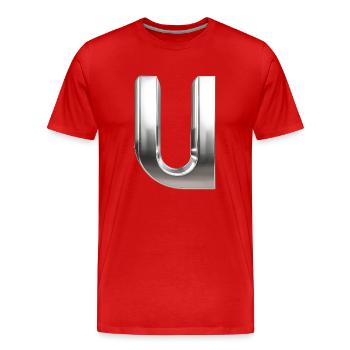 Chrome ,, U " Métallisé - T-shirt bio Premium Homme - rouge - Devant - Damien (186cm)