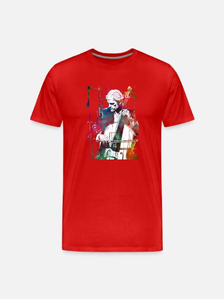 Doubble-Bass-Musikkunst - Männer Premium Bio T-Shirt - Rot