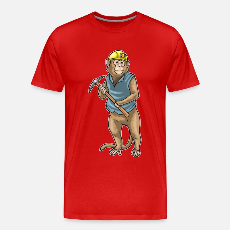 Monkey Miner Pickaxe Mining - Men's Premium Organic T-Shirt - red