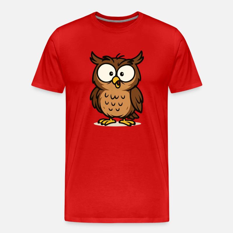eule comic 1 - Männer Premium Bio T-Shirt - Rot