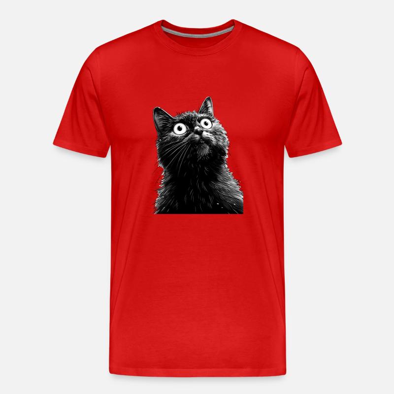 Schwarze Katze Henry - Männer Premium Bio T-Shirt - Rot