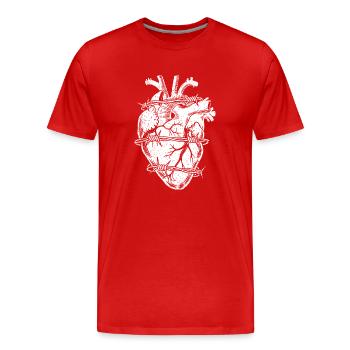 Barbed Wire Heart - Men's Premium Organic T-Shirt - red - Front - Damien (186cm)