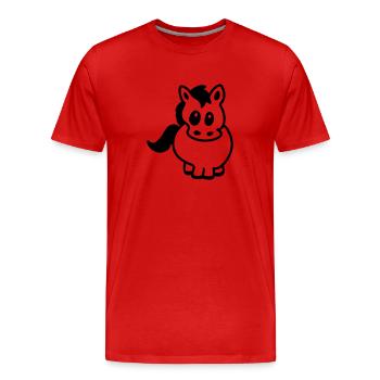 Épaisseur Poney - Line - T-shirt bio Premium Homme - rouge - Devant - Damien (186cm)