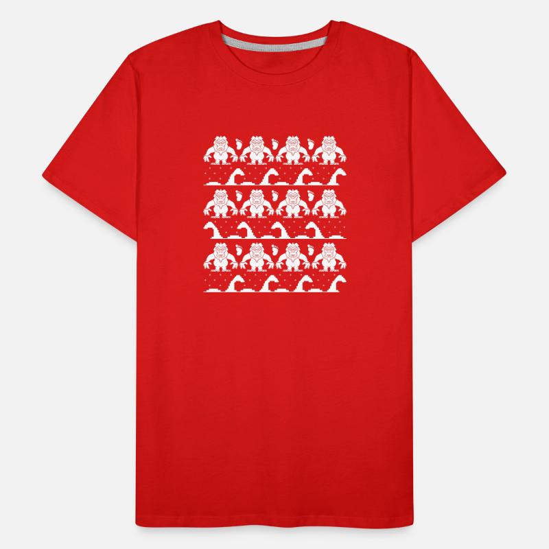 Yeti et Loch Ness Monster Pull de Noël moche T-shirt bio Premium Homme