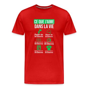 Saint Etienne maillot drôle original football - T-shirt bio Premium Homme - rouge - Devant - Damien (186cm)