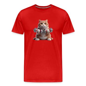 Sport Motif - Chat avec poids - T-shirt bio Premium Homme - rouge - Devant - Damien (186cm)