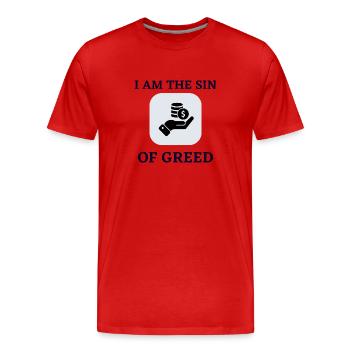 I am the sin of greed - Men's Premium Organic T-Shirt - red - Front - Damien (186cm)