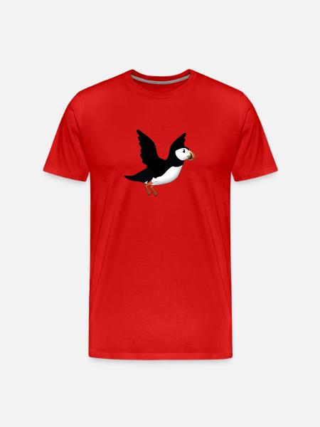 Puffins flying - Men's Premium Organic T-Shirt - red