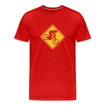NEW MOUNTAIN BIKE ROADSIGN - Men's Premium Organic T-Shirt - red - Front - Damien (186cm)