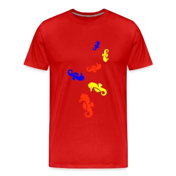 Seepferd Bunt - Männer Premium Bio T-Shirt - Rot - Vorne - Damien (186cm)