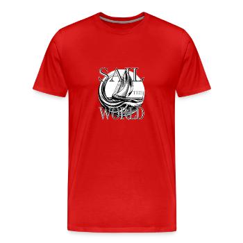 Segeln mit Segelboot als Kapitän von deinem Boot - Männer Premium Bio T-Shirt - Rot - Vorne - Damien (186cm)