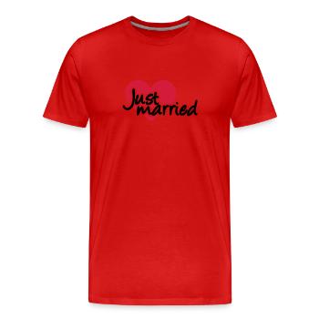Just married - Men's Premium Organic T-Shirt - red - Front - Damien (186cm)