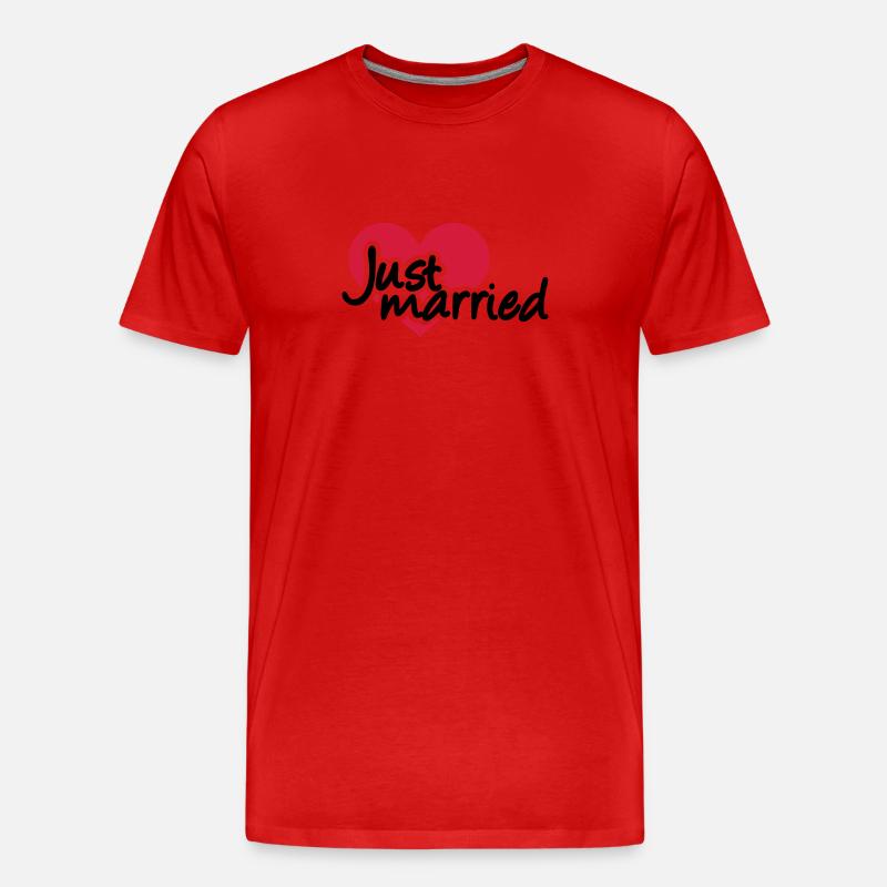 Just married - Männer Premium Bio T-Shirt - Rot