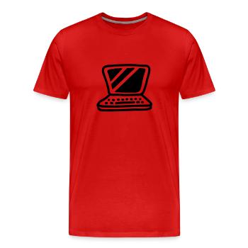 Laptop - Line - Men's Premium Organic T-Shirt - red - Front - Damien (186cm)