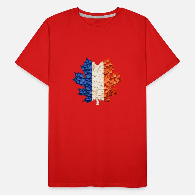 Drapeau français dans le feuillage d’automne T-shirt bio Premium Homme
