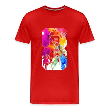 8E ANNIVERSAIRE BASKET-BALL NUMÉRO 8 - T-shirt bio Premium Homme - rouge - Devant - Damien (186cm)
