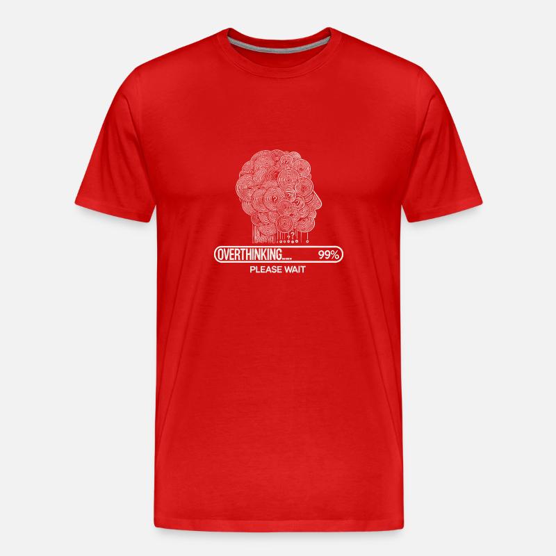 Overthinking - Bitte warten - Männer Premium Bio T-Shirt - Rot