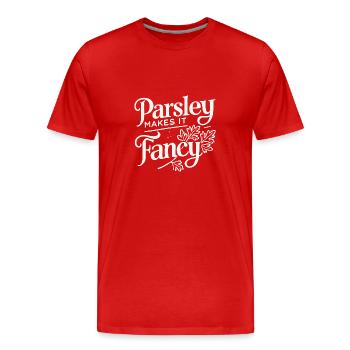 Petersilie macht's schick - Männer Premium Bio T-Shirt - Rot - Vorne - Damien (186cm)