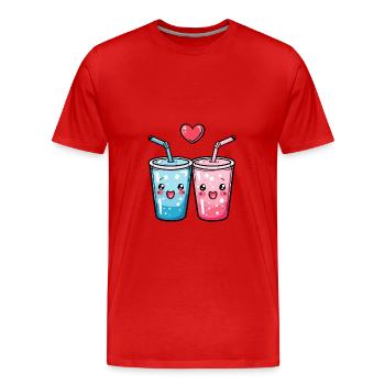 Boisson gazeuseCouple Amour Boisson Coeur Drôle - T-shirt bio Premium Homme - rouge - Devant - Damien (186cm)
