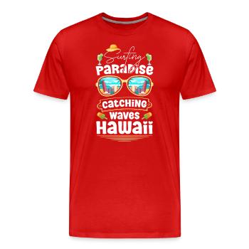Strand Wellen Sommerurlaub Tauchen - Männer Premium Bio T-Shirt - Rot - Vorne - Damien (186cm)