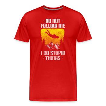 Parachutiste Adrénaline Sport Vol - T-shirt bio Premium Homme - rouge - Devant - Damien (186cm)