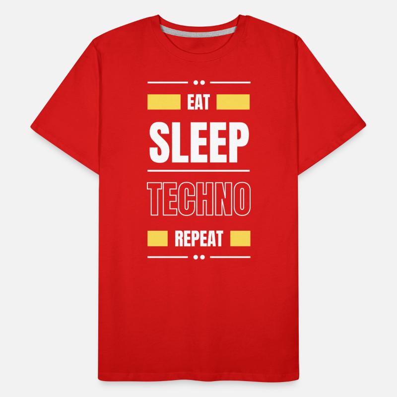 eat sleep techno repeat geschenk idee party spruch Männer Premium Bio T-Shirt