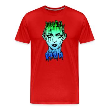 MELTDOWN : Visage fondant en surcharge - T-shirt bio Premium Homme - rouge - Devant - Damien (186cm)