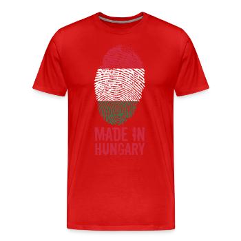 Made in Hungary / Gemacht in Ungarn Magyarország - Männer Premium Bio T-Shirt - Rot - Vorne - Damien (186cm)
