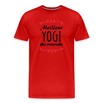 Meilleur Yogi du monde / Yoga - T-shirt bio Premium Homme - rouge - Devant - Damien (186cm)