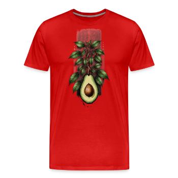 Avocadosprossen: Baum, der aus einer Avocado hervorgeht - Männer Premium Bio T-Shirt - Rot - Vorne - Damien (186cm)
