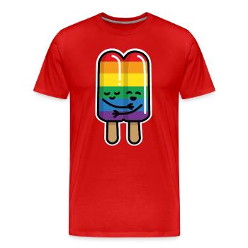 Bande de glaces gays sur le drapeau arc-en-ciel tige LGBT - T-shirt bio Premium Homme - rouge - Devant - Damien (186cm)