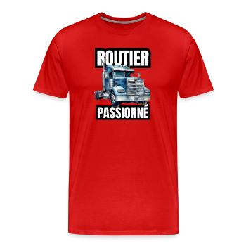routier passionné - T-shirt bio Premium Homme - rouge - Devant - Damien (186cm)