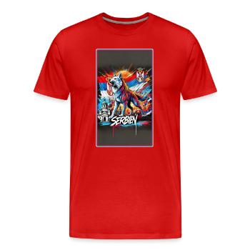 Serbien Wolf Nationalflaggen Design - Männer Premium Bio T-Shirt - Rot - Vorne - Damien (186cm)