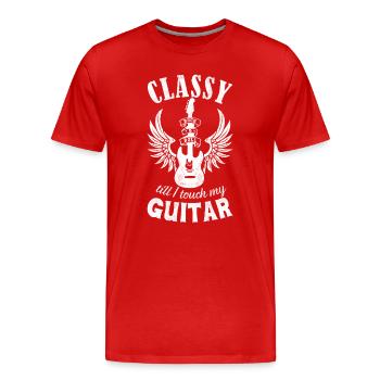 Classy till I touch my Guitar weiss - Men's Premium Organic T-Shirt - red - Front - Damien (186cm)