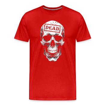 Totenkopf mit Siegel DEAD - Männer Premium Bio T-Shirt - Rot - Vorne - Damien (186cm)