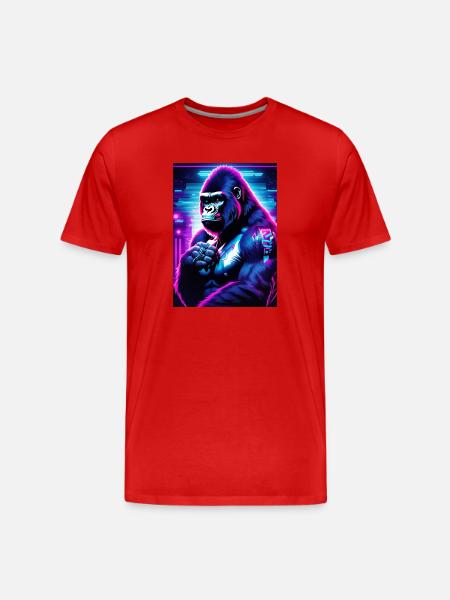Neon gorilla in cyberpunk style - Men's Premium Organic T-Shirt - red