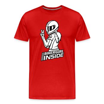 Biker Girl inside (colors changeable) - Men's Premium Organic T-Shirt - red - Front - Damien (186cm)