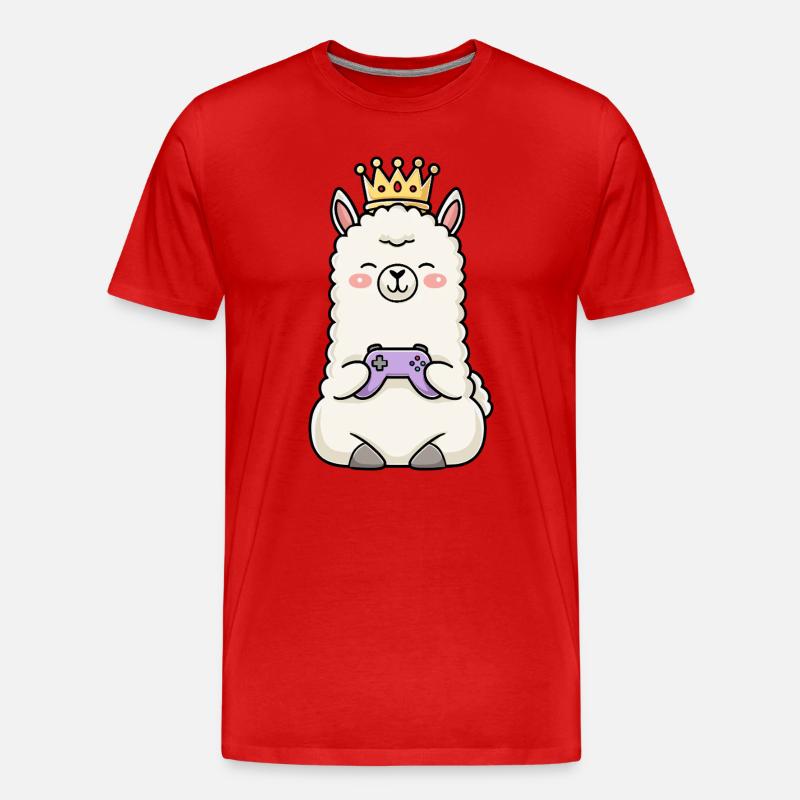 gamen controller krone lama - Männer Premium Bio T-Shirt - Rot