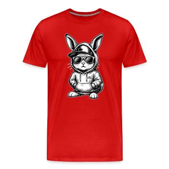 Lustiges Oster Design Hip Hop Bunny - Männer Premium Bio T-Shirt - Rot - Vorne - Damien (186cm)