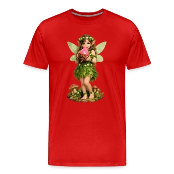 Fee mit rosa Eichel - Männer Premium Bio T-Shirt - Rot - Vorne - Damien (186cm)
