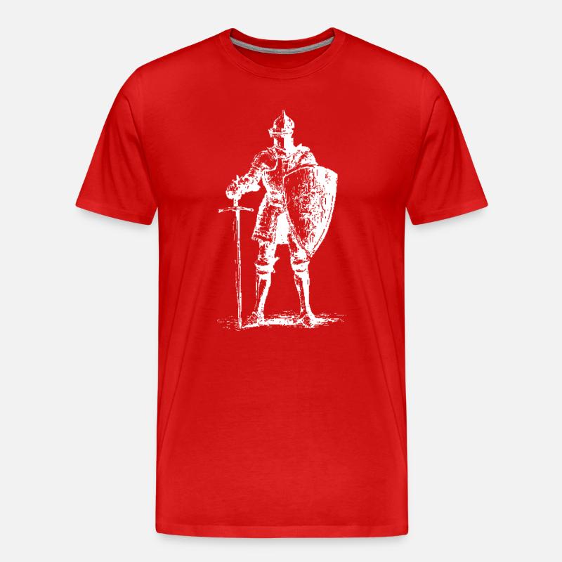 Ritter-Wächter mit Schwert und Schild - Männer Premium Bio T-Shirt - Rot