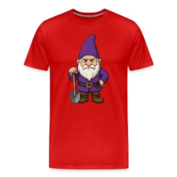 Gnom mit Spaten – violett - Männer Premium Bio T-Shirt - Rot - Vorne - Damien (186cm)