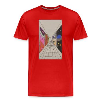 Perspective de l’esprit - T-shirt bio Premium Homme - rouge - Devant - Damien (186cm)