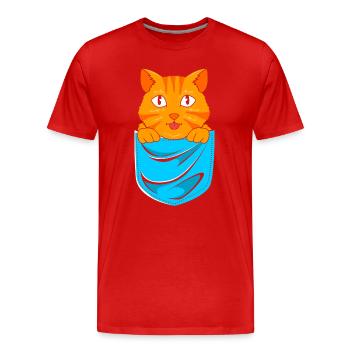 tabby cat - Men's Premium Organic T-Shirt - red - Front - Damien (186cm)