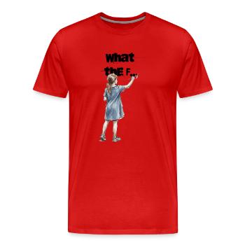 Girl Painting WTF Statement Artwork - Men's Premium Organic T-Shirt - red - Front - Damien (186cm)