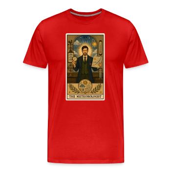 Météorologue | Tarot météo - T-shirt bio Premium Homme - rouge - Devant - Damien (186cm)
